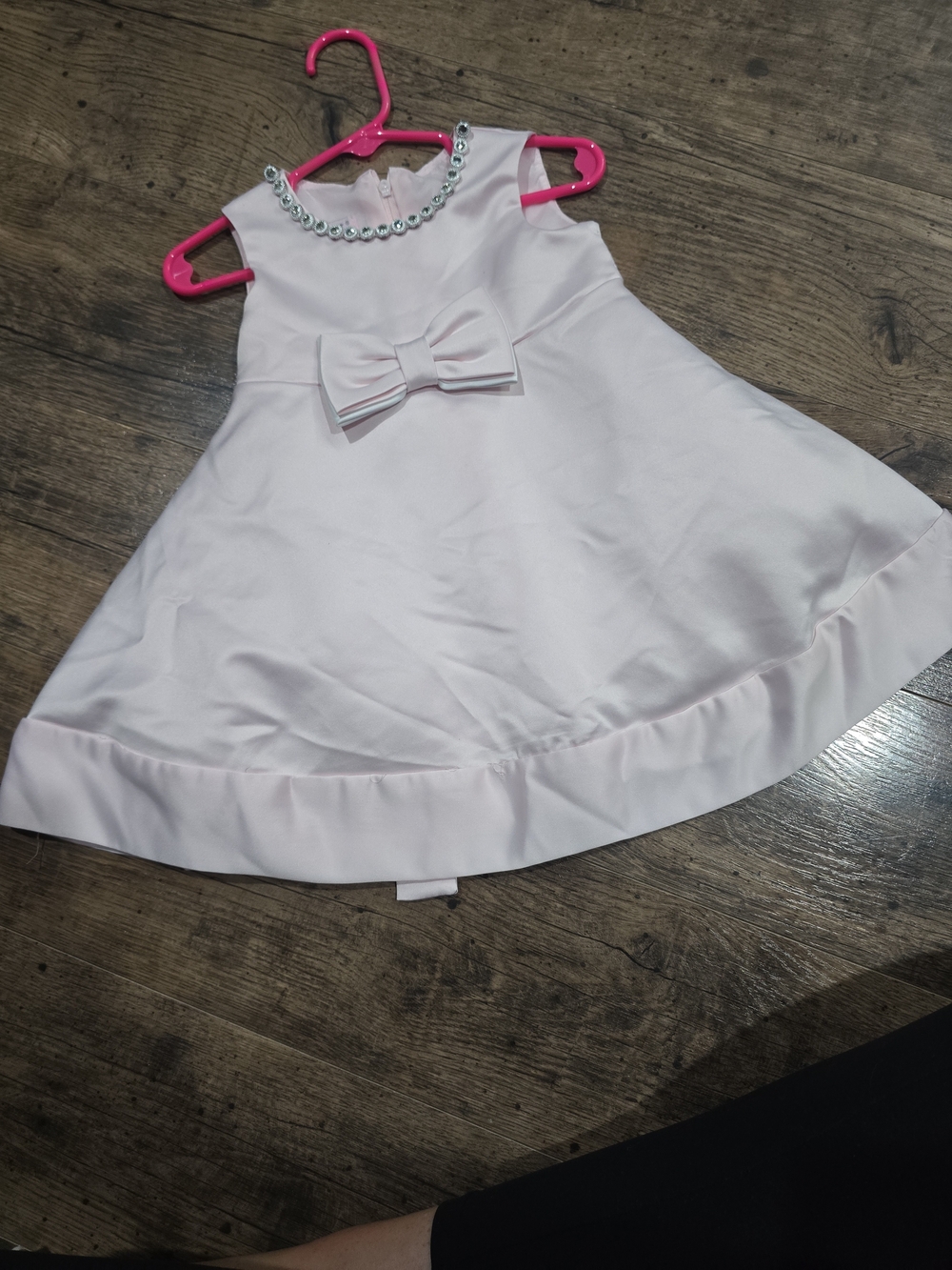 Katie May Pale Pink Bow Dress with Pearl Trim